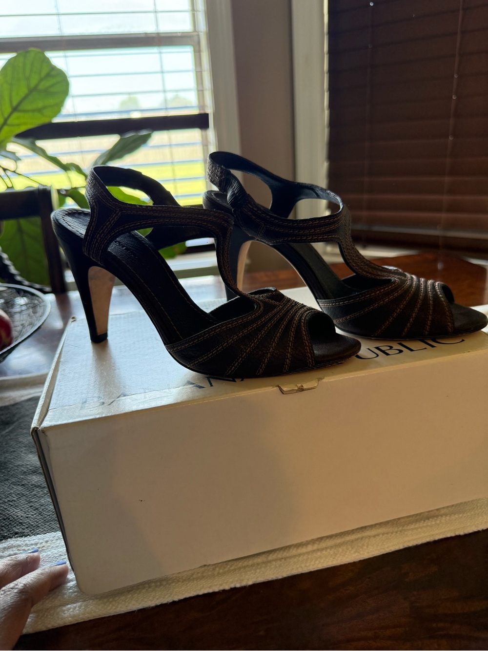 Classic Brown Peep-Toe Strappy Heels